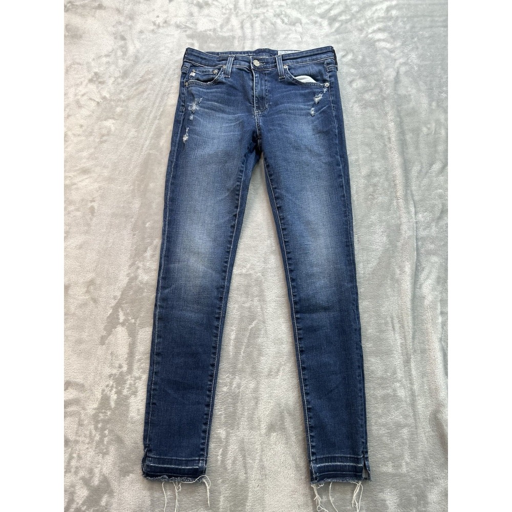 Adriano Goldschmied Jeans Womens Sz 27R Blue The Legging Ankle Distressed Denim